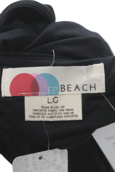 FP Beach Women Maxi Dress Sleeveless Scoop Neck Pullover Black Mid-Calf Size L