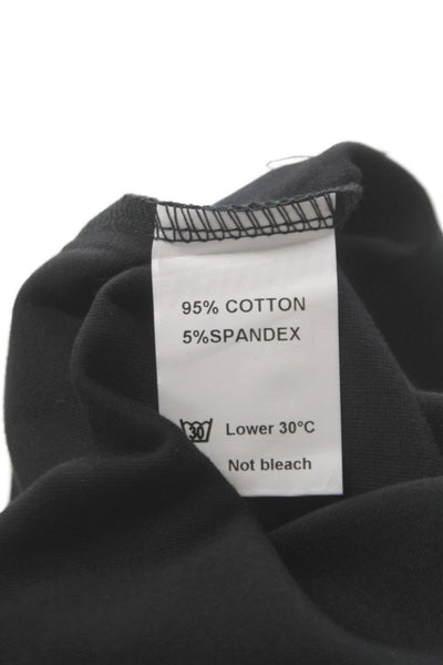 SNDYS. Womens Black Cotton Romper Crew Neck Short Sleeve Zip Above Knee Size XL