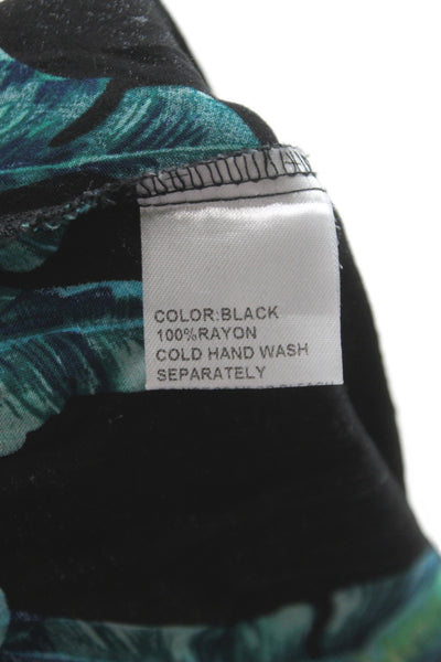 XIX Palms Womens Maxi Floral V Neck Midi Dress Black Rayon Short Sleeve Size 3