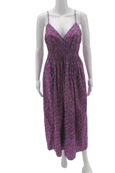 J Crew Womens Maxi Floral V Neck Sleeveless Cotton Midcalf Dress Size 6