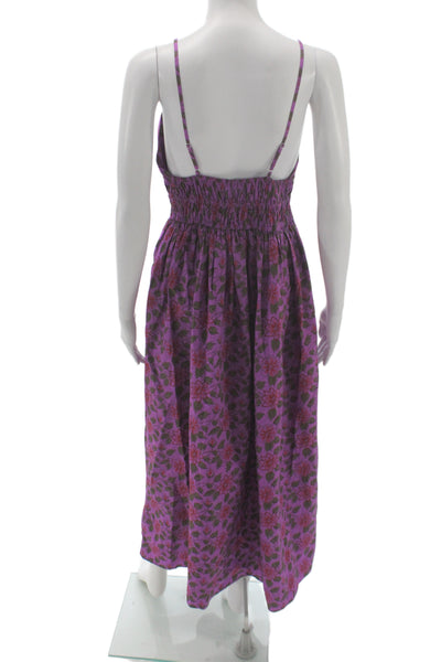 J Crew Womens Maxi Floral V Neck Sleeveless Cotton Midcalf Dress Size 6