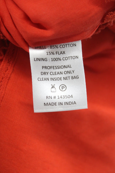 Marie Oliver Women Cropped Blouse Orange Short Sleeve Bohemian Size XS