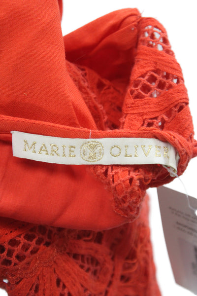 Marie Oliver Women Cropped Blouse Orange Short Sleeve Bohemian Size XS