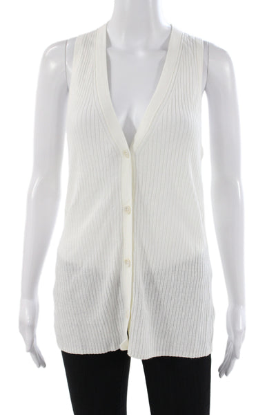 James Perse Womens Sleeveless Striped Linen V-Neck Button Tank Size 4