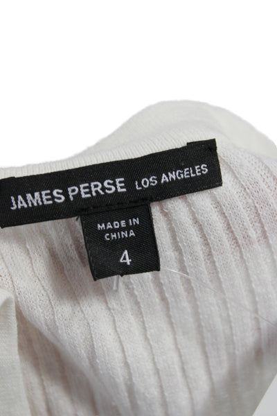 James Perse Womens Sleeveless Striped Linen V-Neck Button Tank Size 4