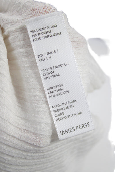 James Perse Womens Sleeveless Striped Linen V-Neck Button Tank Size 4