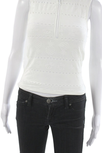 Letarte Women White High Neck Sleeveless Tank Top Basic Size S
