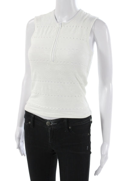 Letarte Women White High Neck Sleeveless Tank Top Basic Size S