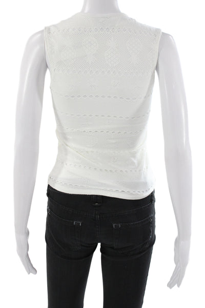 Letarte Women White High Neck Sleeveless Tank Top Basic Size S