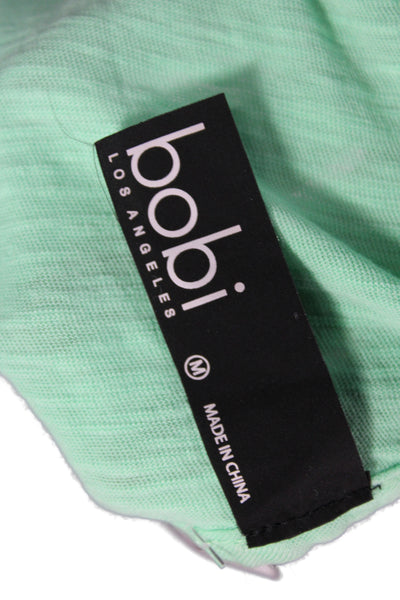 Bobi Womens Basic Henley Sleeveless Tank Green Cotton Size M
