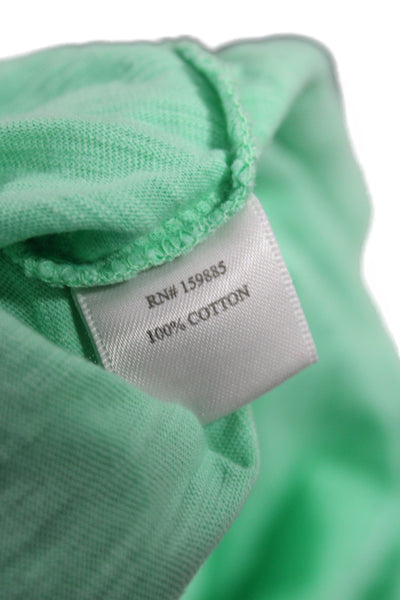 Bobi Womens Basic Henley Sleeveless Tank Green Cotton Size M