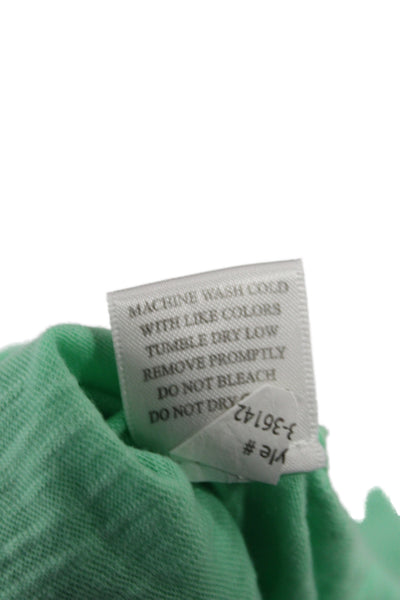 Bobi Womens Basic Henley Sleeveless Tank Green Cotton Size M