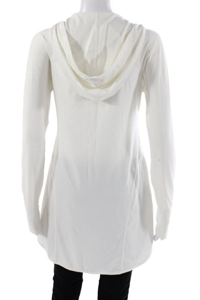 Athleta Womens White Pullover Hoodie V-Neck Athleisure Size S