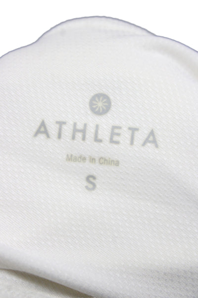 Athleta Womens White Pullover Hoodie V-Neck Athleisure Size S