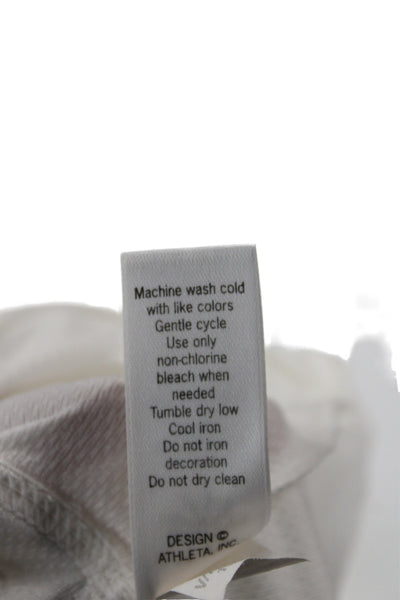 Athleta Womens White Pullover Hoodie V-Neck Athleisure Size S