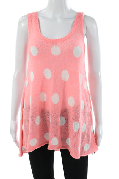 Wildfox Womens Polka Dot Sleeveless Scoop Neck Pullover Sweater Pink Size XS