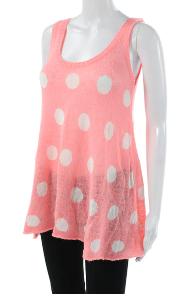 Wildfox Womens Polka Dot Sleeveless Scoop Neck Pullover Sweater Pink Size XS