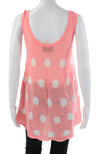 Wildfox Womens Polka Dot Sleeveless Scoop Neck Pullover Sweater Pink Size XS