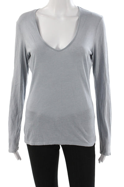 Standard James Perse Womens Gray V-Neck Long Sleeve Basic T-Shirt Size 3
