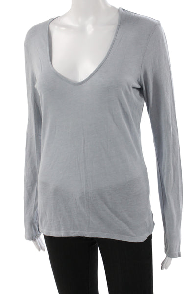 Standard James Perse Womens Gray V-Neck Long Sleeve Basic T-Shirt Size 3