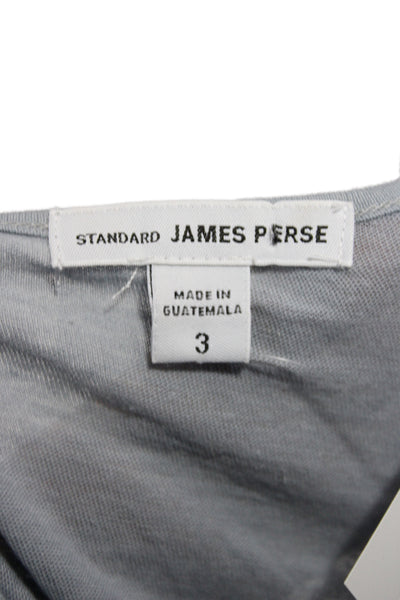 Standard James Perse Womens Gray V-Neck Long Sleeve Basic T-Shirt Size 3