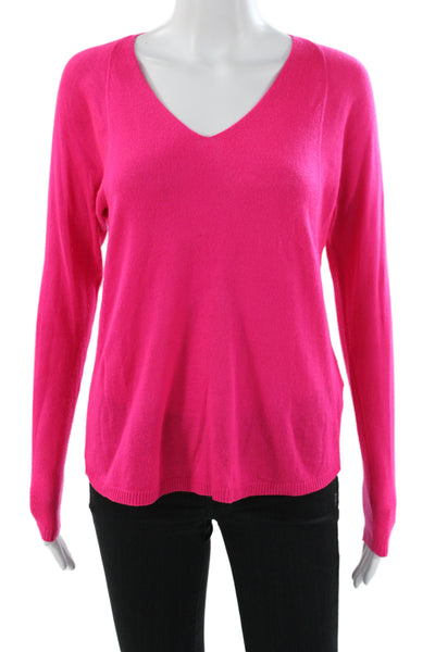 Lilly Pulitzer Women Pink Acrylic V Neck Long Sleeve Pullover Sweater Size XS