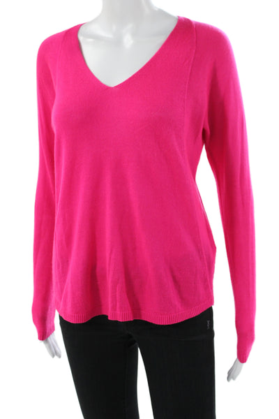 Lilly Pulitzer Women Pink Acrylic V Neck Long Sleeve Pullover Sweater Size XS