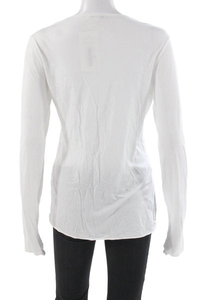 Standard James Perse Womens White V-Neck Long Sleeve Cotton T-Shirt Size 3