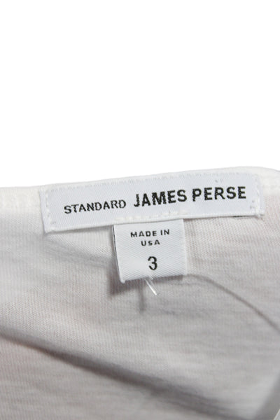 Standard James Perse Womens White V-Neck Long Sleeve Cotton T-Shirt Size 3