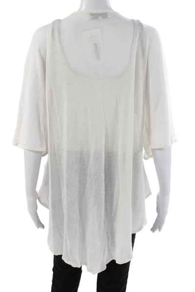 Wildfox Women Tunic T-Shirt White V-Neck Short Sleeve Modal Size S