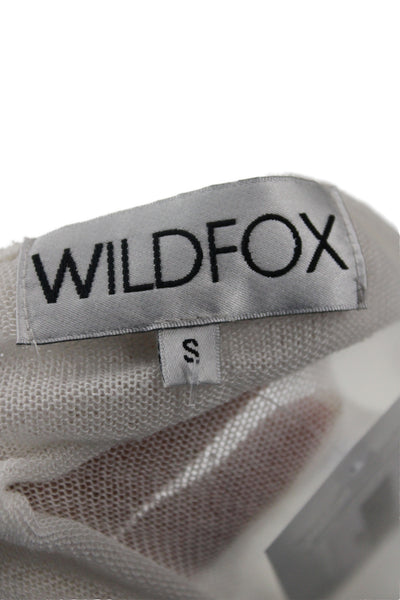 Wildfox Women Tunic T-Shirt White V-Neck Short Sleeve Modal Size S
