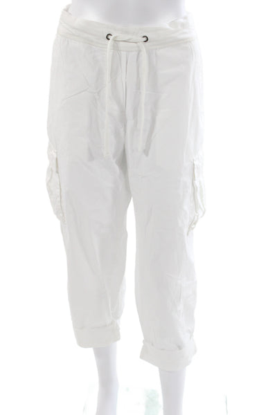 Standard James Perse Womens Cargo Pants White Drawstring Cotton Size 2