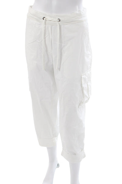 Standard James Perse Womens Cargo Pants White Drawstring Cotton Size 2
