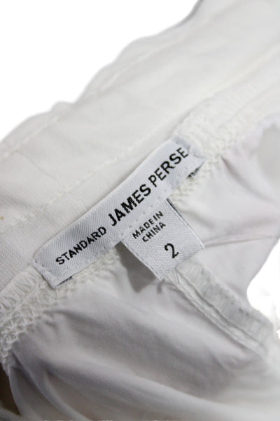 Standard James Perse Womens Cargo Pants White Drawstring Cotton Size 2