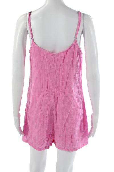 Monrow Womens Romper Pink Cotton Scoop Neck Sleeveless Size S