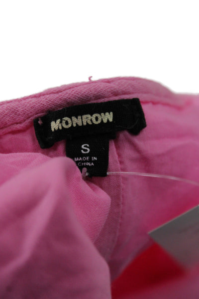 Monrow Womens Romper Pink Cotton Scoop Neck Sleeveless Size S