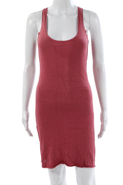 Zadig & Voltaire Women Bodycon Red Scoop Neck Cotton Dress Size S