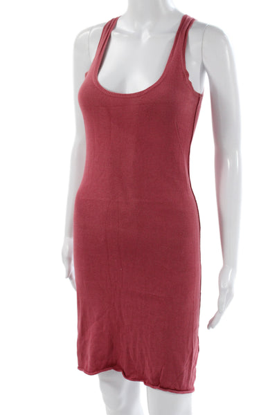 Zadig & Voltaire Women Bodycon Red Scoop Neck Cotton Dress Size S