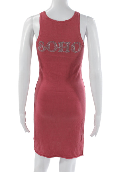 Zadig & Voltaire Women Bodycon Red Scoop Neck Cotton Dress Size S