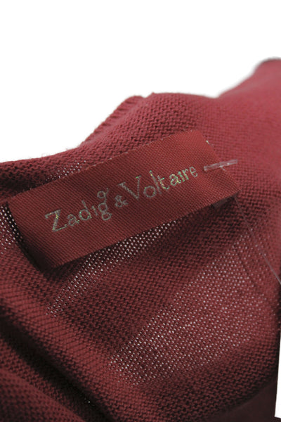 Zadig & Voltaire Women Bodycon Red Scoop Neck Cotton Dress Size S