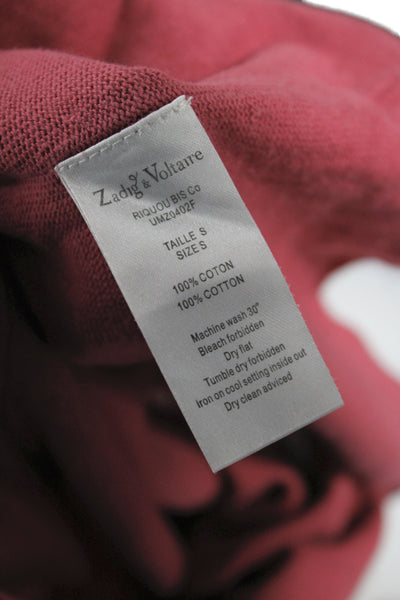 Zadig & Voltaire Women Bodycon Red Scoop Neck Cotton Dress Size S
