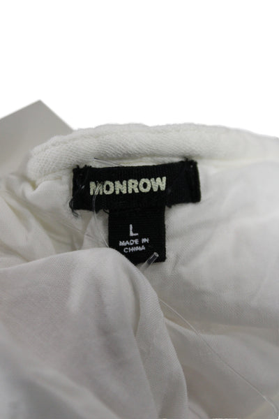 Monrow Women Sleeveless V-Neck Cotton Romper White Beach Pullover Size S