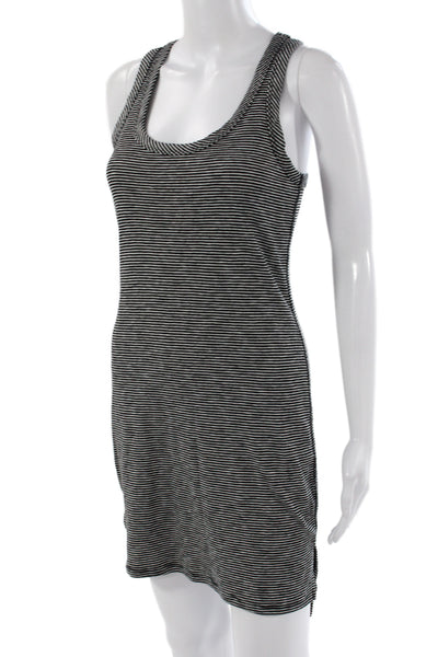 Bobi Womens Striped Black Tank Dress Scoop Neck Short Size S