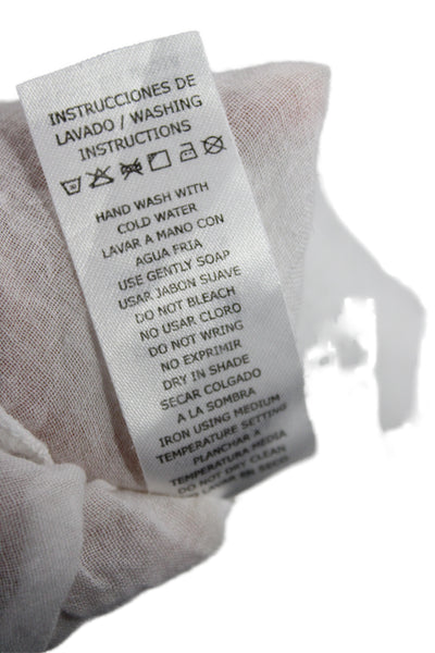 OndadeMar Women Maxi Dress White Cotton Collared Sleeveless Boho Long Size S