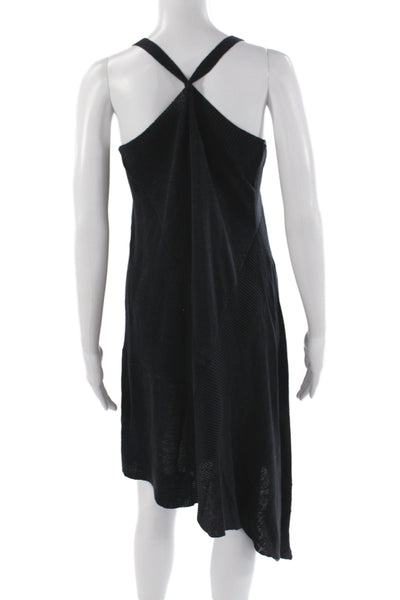 Inhabit Womens Tank Dress Black Linen Square Neck Sleeveless Short Size M
