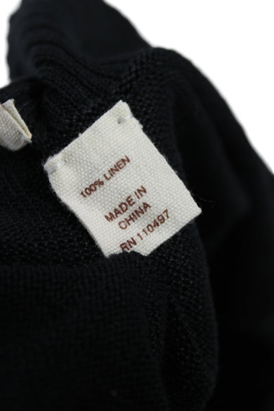 Inhabit Womens Tank Dress Black Linen Square Neck Sleeveless Short Size M