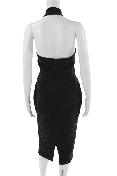 St. John Evening By Marie Gray Womens Sheath Dress Black Knit Halter Size 6