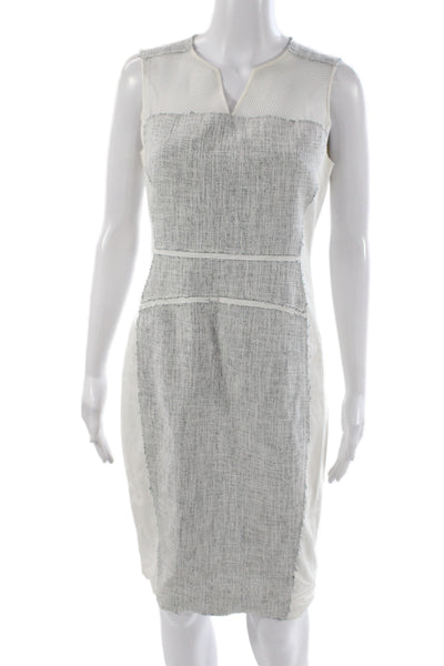 Elie Tahari Womens Gray Sheath Dress V Neck Knee Length Sleeveless Size 6