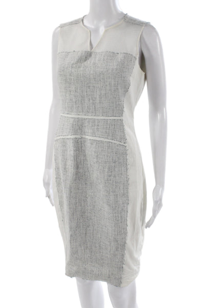 Elie Tahari Womens Gray Sheath Dress V Neck Knee Length Sleeveless Size 6