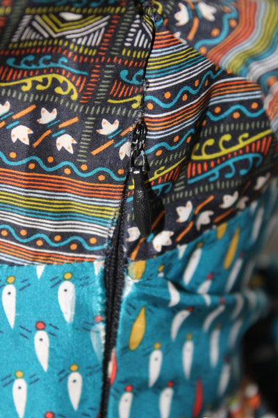 What Comes Around Goes Around Womens Fit & Flare Blue Silk Dress Size 2